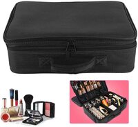 Clina 3 Layers Makeup Bag, Travel Bag Case Vanity Case Zipper Cosmetic Travel Carry Cases Storage Bags Makeup Bag With Adjustable Dividers For Women Cosmetic Toiletry Makeup Brushes Storing Jewelry