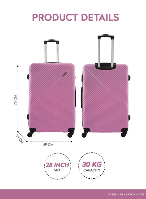 ParaJohn ABS Hardside Spinner Check In Large Luggage Trolley, 28 Inch, Pink