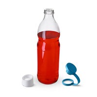 AlHoora 1L Glass Water Bottle With Blue Color Silicon Cover