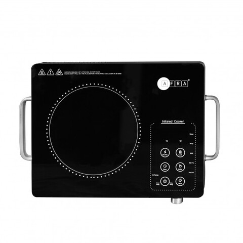 AFRA Infrared Cooktop (Single), 2000W, LED Display, Hot Pot Settings, Child Lock, Crystal Plate, Stainless Steel Body, G-Mark, ESMA, RoHS, And CB Certified, AF-2000ICBK, 2 Years Warranty