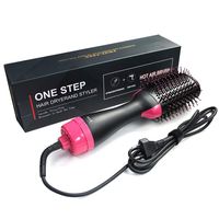 Aiung Hot Air Brush, One Step Hair Brush Dryer and Styler, 3 IN 1 Electric Negative Ion Hair Dryers, Curler and Straightener in One (Black Red)