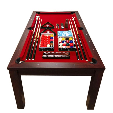 Simbashoppingmea - 7 Ft Pool Table Billiards And Dining Table Full Accessories &ndash; Vulcan Red