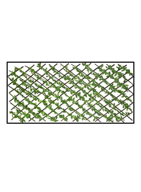 Yatai Expandable Wicker Fence With Artificial Leaves Green 45X45Millimeter