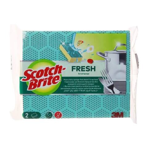 Scotch Brite Fresh Heavy Duty Flat Laminate Scrub Sponge Scrub Dot Powerful Scrubbing Rinses Clean. 2 units/pack