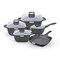 Royalford Deluxe Die-Cast Cookware Set, 9 Pcs, RF10291, Durable Granite Coating, Tempered Glass Lid, Heavy-Duty Bakelite Handles, Compatible With Induction, Hot Plate, Halogen, Ceramic, Gas