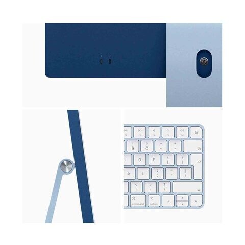 Apple iMac MJV93AB/A with Retina 24-inch 4.5K display, M1&nbsp;chip 8 core CPU and 7‑core GPU, 8GB RAM, 256GB SSD, Blue (English Arabic Keyboard) (Plus Extra Supplier&#39;s Delivery Charge Outside Doha)