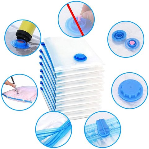 Beauenty Set Of 7 Pieces Vacuum Seal Storage Bags With Suction Pump - Clear  Blue 70X100 Cm