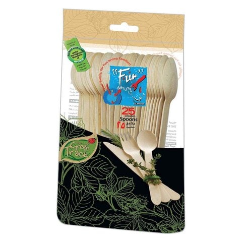 Fun Wooden Evergreen Spoon 6.5inch x Pack of 25