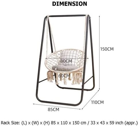 Yulan Hammock Chair With Stand Hanging Padded Indoor Swing Easy To Assemble Resistant Sturdy Metal Stand For Porch Patio Garden Swing Sets Random
