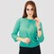 KIDWALA Size XXL, Women&#39;S Tops, Tees &amp; Blouses 3/4 Quarter Sleeve Turquoise Round Neck Chiffon Blouse With Buttons