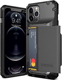VRS Design Damda Glide PRO designed for iPhone 12 Pro MAX case cover wallet [Semi Automatic] slider Credit card holder Slot [3-4 cards] - Black Groove