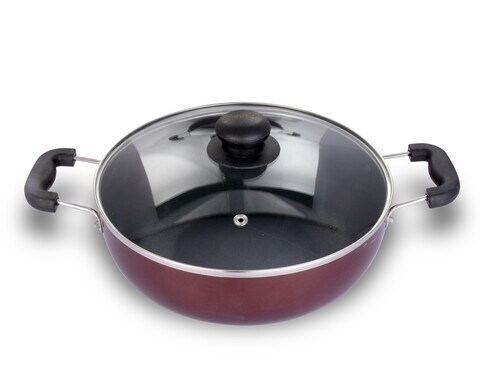 ARK Non Stick Induction Kadai with Glass Lid 26 Cms