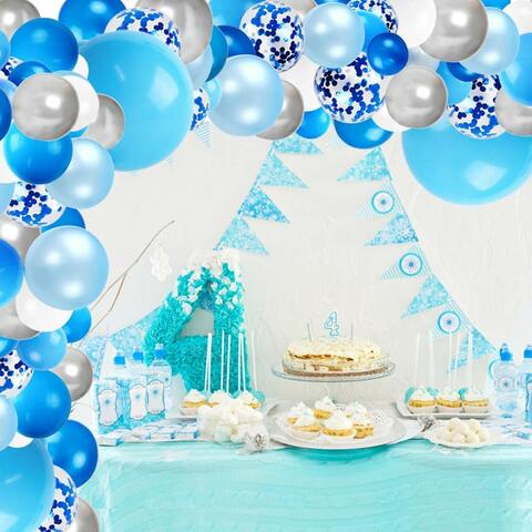 Blue and silver hot sale baby shower decorations