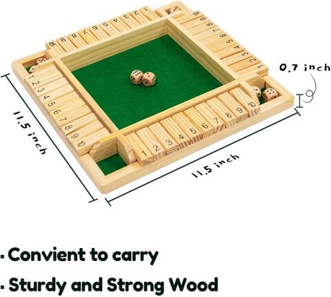 Shut The Box,Toy Wooden Board Game with 10 Number,Classic 4 Players Shut The Box Game for Kids and Adults-Fun Flip Block Game for Home