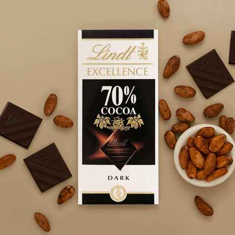 Lindt LINDOR 70% Cacoa Dark Chocolate Bar - 100 g