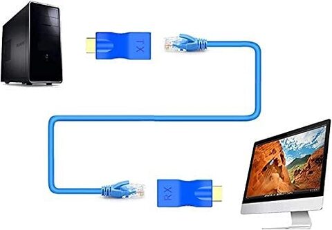 HD to RJ45 Network HD Repeater 2 PCS HD Extender Transmitter and Receiver Network RJ45 Over Cat 5e / 6 1080p