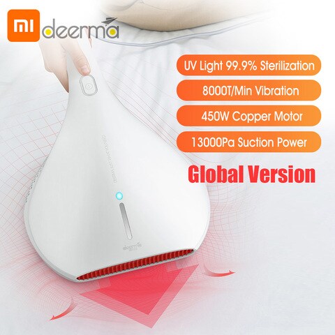 Deerma White Global Version Vacuum Cleaner Cm800 Mite Dust Remover Electric Handheld Anti-Dust Hepa Uv Mites Kill Controller 13000Pa Cleaning Machine For Bed Pillow Sofa Cm810/ Cm800 220V