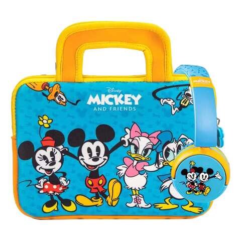 Pebble Gear Disney Mickey And Friends Themed Tablet Carry Bag With On-Ear Wired Headphones Multicolour