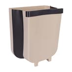 Buy ALISSA-Kitchen Cabinet Door Plastic Hanging Trash Can Waste Bin Garbage Box Folding Desktop Storage Trash Can Storage Holder, Brown in UAE