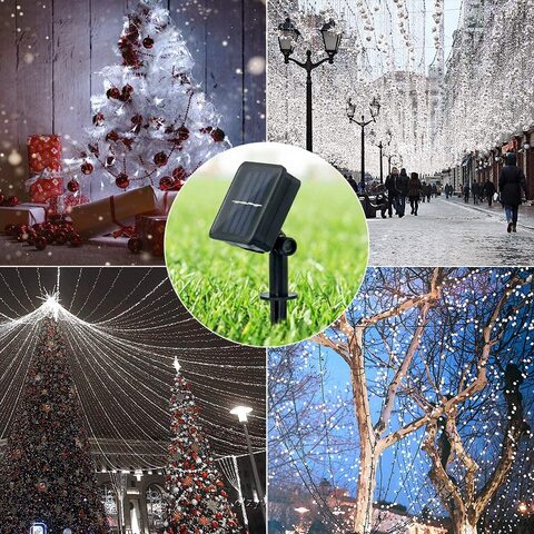 Solar String Lights 12M 100LED 8 Modes Solar Powered Lights for Home Gardens Patios weddings and Parties White