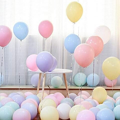Guasslee 100Pcs Macaron Balloons Assorted Color Thick Pastel Balloons For Birthday Wedding Baby Shower Festivals Decorations