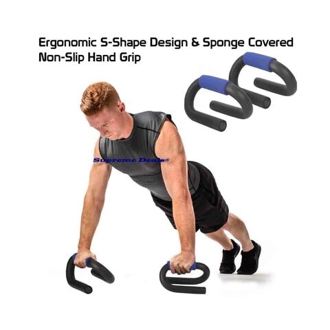 Supreme Sports Push-Up Stand Bar with Foam Black and Blue 2 PCS