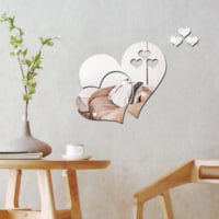 Deals for Less - Heart Shape 3D Mirror Wall Sticker Home Decoration Silver