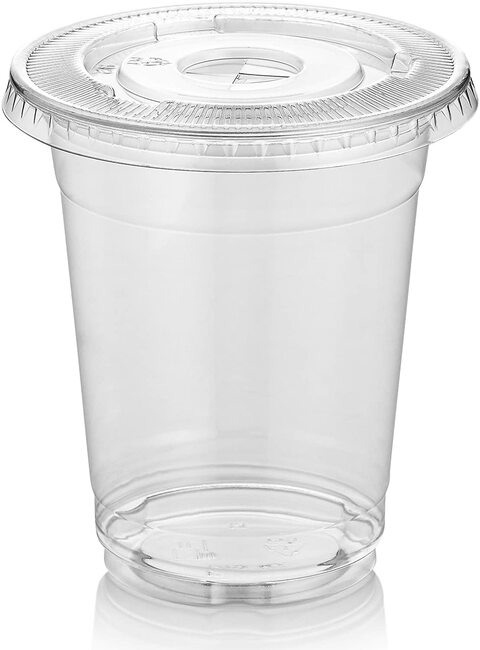 Buy 25 - SET - Plastic Clear Cup With Flat Lid - 14oz (415ml) Take a ...