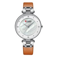 CURREN-Curren Woman Watches Waterproof Alloy Case Leather Band Quartz Watch Fashion Exquisite Wristwatch