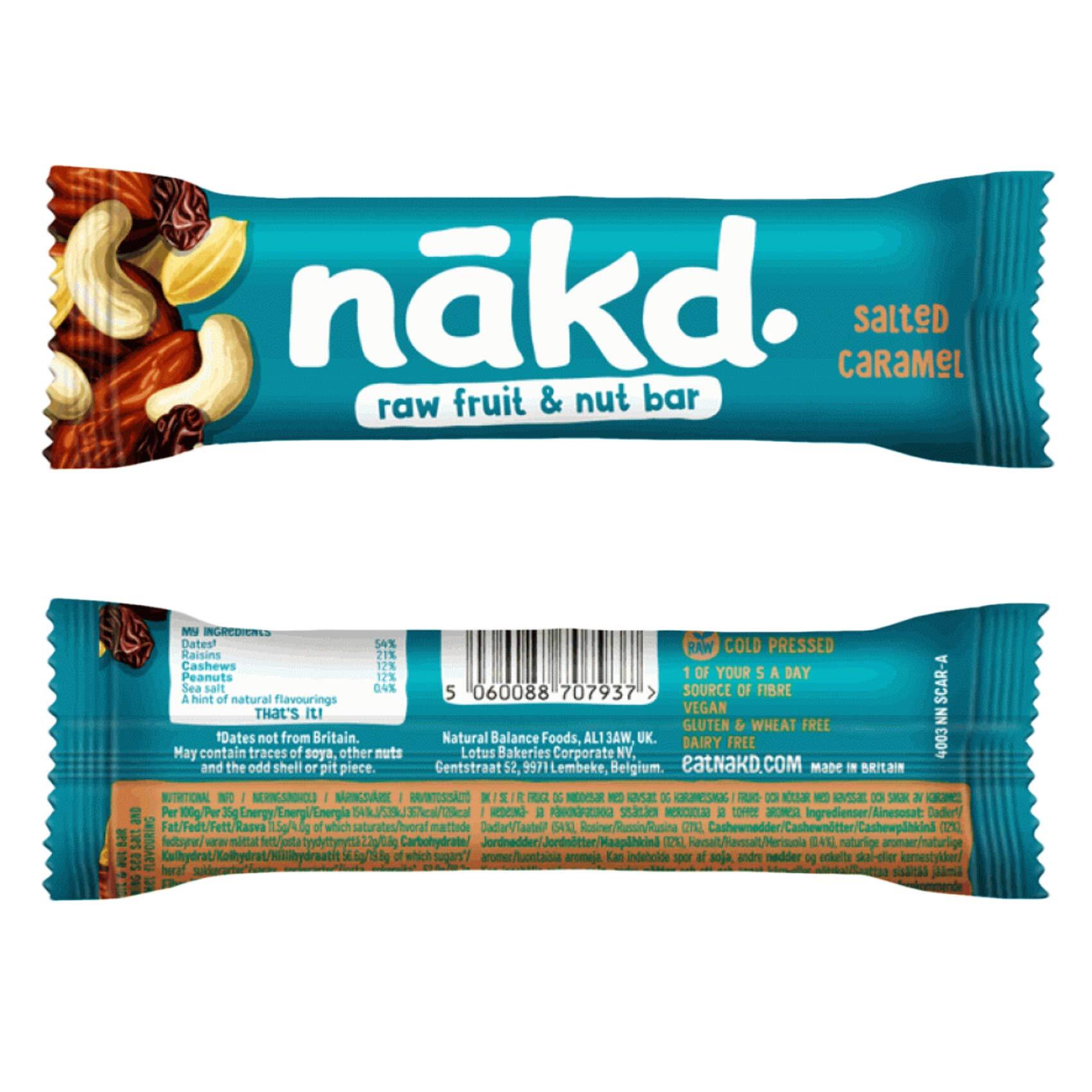 Salted Caramel fruit & nut bars - Nakd - 4, 35g