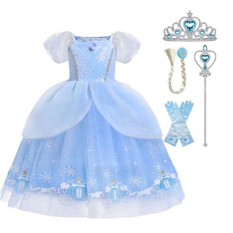 Buy FITTO Cinderella Costume for Girls Princess Dress Up Set with