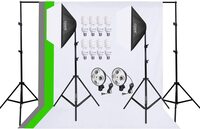 COOPIC S03 2M x 3M Background Support System With 3x3m White,Grey,Green Background Non woven and Continuous Lighting Kit for Photo Studio Product,Portrait and Video Shoot Photography