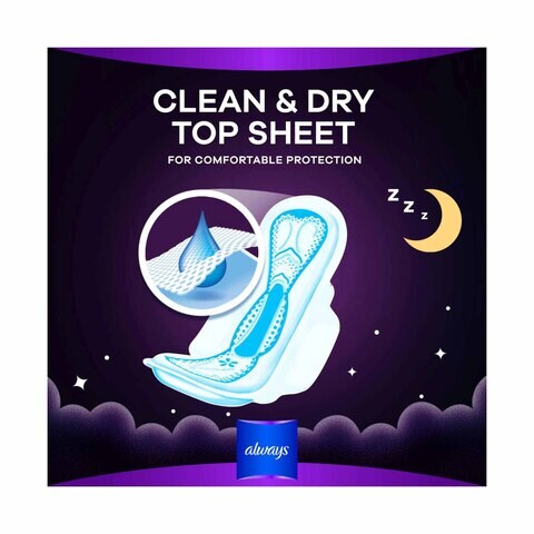 Always Dreamz Maxi Thick Night Sanitary Pads With Wings White 8 count