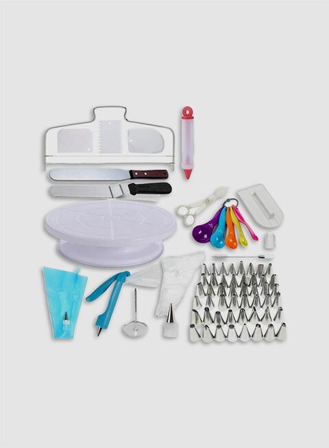 Generic 100-Piece Cake Decorating Tool Set SIlver/Blue/White