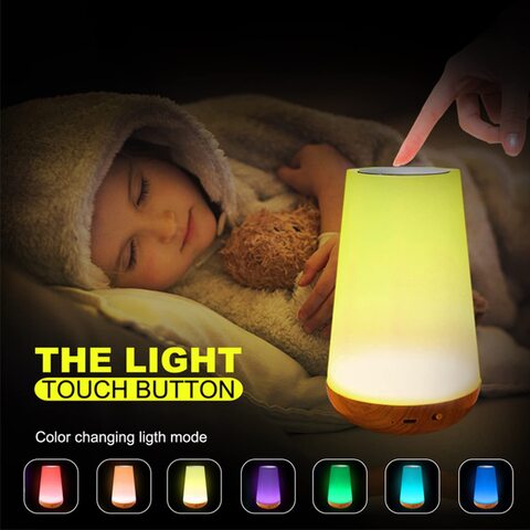 SKY-TOUCH LED Bedside Lamp, Colorful Night Light, Rechargeable Dimmable Color USB Night Lamp with Touch Control Adjustable Brightness Remote Control for Bedroom, Kid&#39;s Room and Living Room