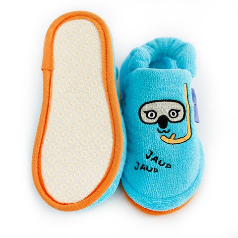 Milk&amp;Moo Kids Slippers, %100 Cotton, Bath House Sleepers For Kids, Non Slip Soft Sole, With Elastic Band, Lightweight, Breathable, Designed For Indoor Use, For Boys and Girls, 5-6 Years Old