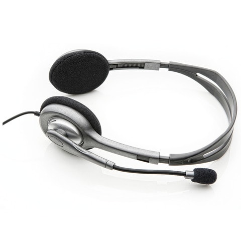 Logitech H111 Wired Over Head Stereo Single Pin Headset With Mic Black