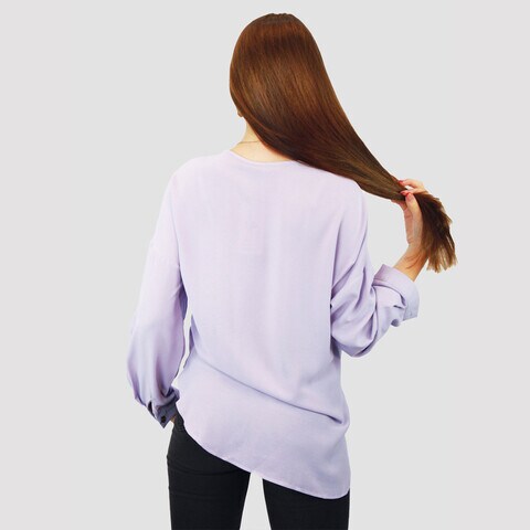 KIDWALA Size One Size, Women&#39;S Tops, Tees &amp; Blouses, Baby Purple Front Zip Up Blouse With Round Neck, Full Sleeve Blouse