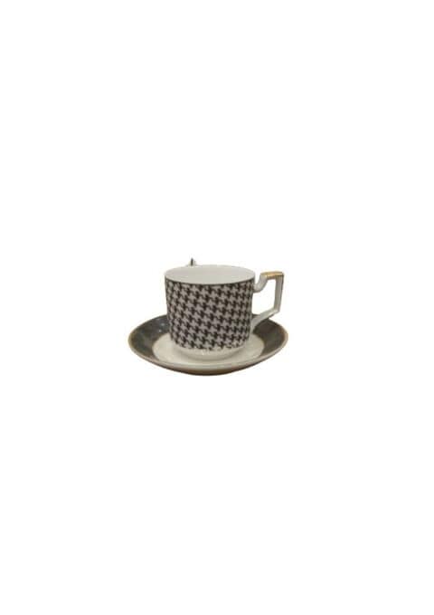Lihan 16 Pcs Tea Sets Bone China With Gray Pattern Design Includes 1 Teapot 6 * 6 Cup &amp; Saucer With 1 Sugar Pot And 1 Milk Pot
