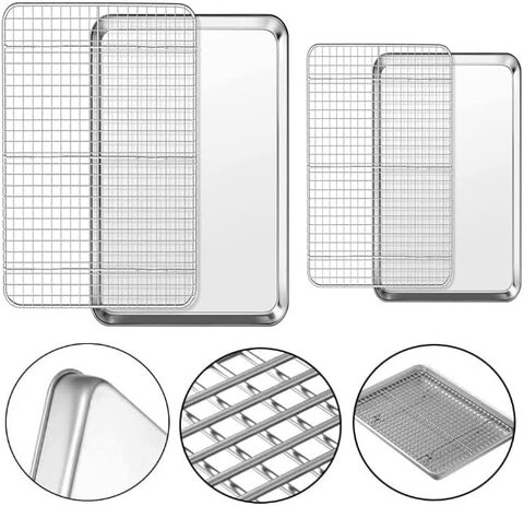 Stainless Steel Baking Sheet Cookie Sheet Baking Pan Food Dish Trays Grill Tray Food Tray for Oven Toaster Baking small medium