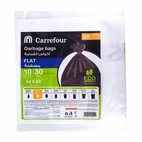 Carrefour 10 Gallon Flat White Extra Small 30 Garbage Bags