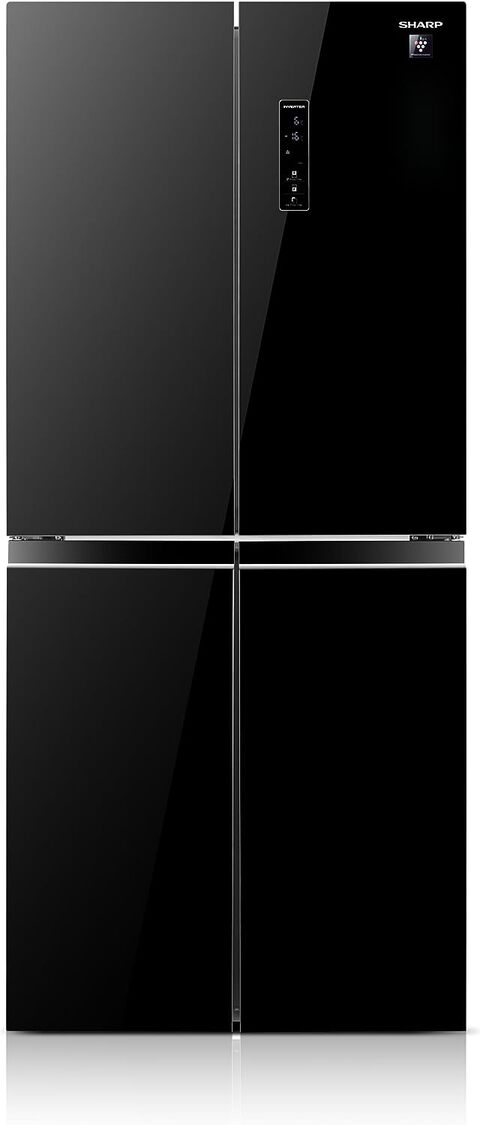 Sharp black deals glass fridge