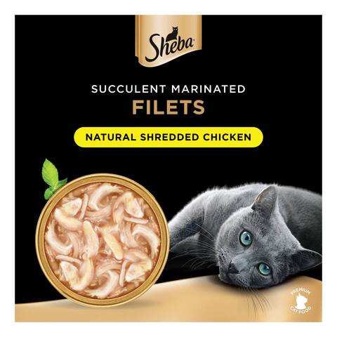 Sheba Filets Natural Shredded Chicken Wet Cat Food 60g