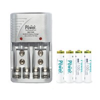 DMK Power 4pcs AAA Rechargeable Battery with Smart Rechargeable Charger for AA AAA NiCd 9V NiMh Batteries for House hold devices, toys, remote, etc...