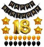 اشتري Party Time 23-Pieces Decoration Set of Black Happy Birthday Banner, Foil Balloon and Black  Gold Latex Balloons For 18th Birthday Party Decoration - Party Supplies في الامارات