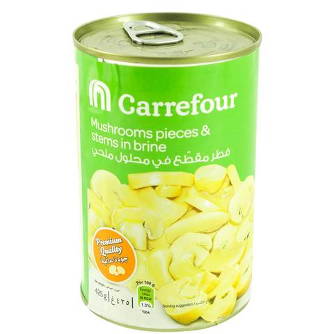 Carrefour Mushroom Pieces And Stems In Brine 425 Gram