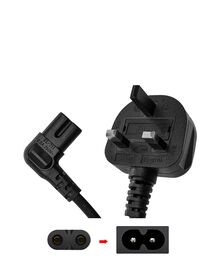 3M Power Cable UK 3PIN Plug to Right Angled 90 Degree IEC C7 Figure 8 for TV PC Monitors Computer Printer Camera Home Audio etc