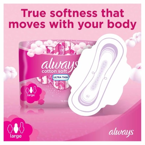 Always Cotton Soft Ultra Thin Large Sanitary Pads with wings 8 Count&nbsp;