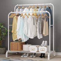 Multifunctional Metal Garment Rack with Shelf &ndash; Organize and Display Clothes in Style (white)