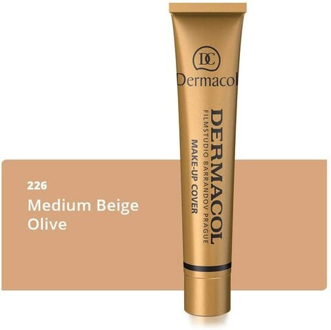 Dermacol Full Coverage Foundation | Long Lasting Waterproof Makeup Cover Cream SPF30 | Hypoallergenic &amp; Light Weight Liquid | Tattoo, Acne, Spots, Under-Eye Skin Cover-Up | 30G (226)